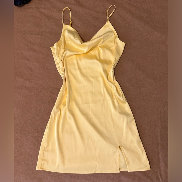 SHEIN Split Detail Satin Cami Cowl Neck Bodycon Mini Dress - Picture 12 of 12